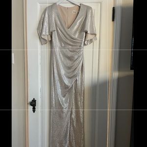 ELIZA J ruched metallic gown